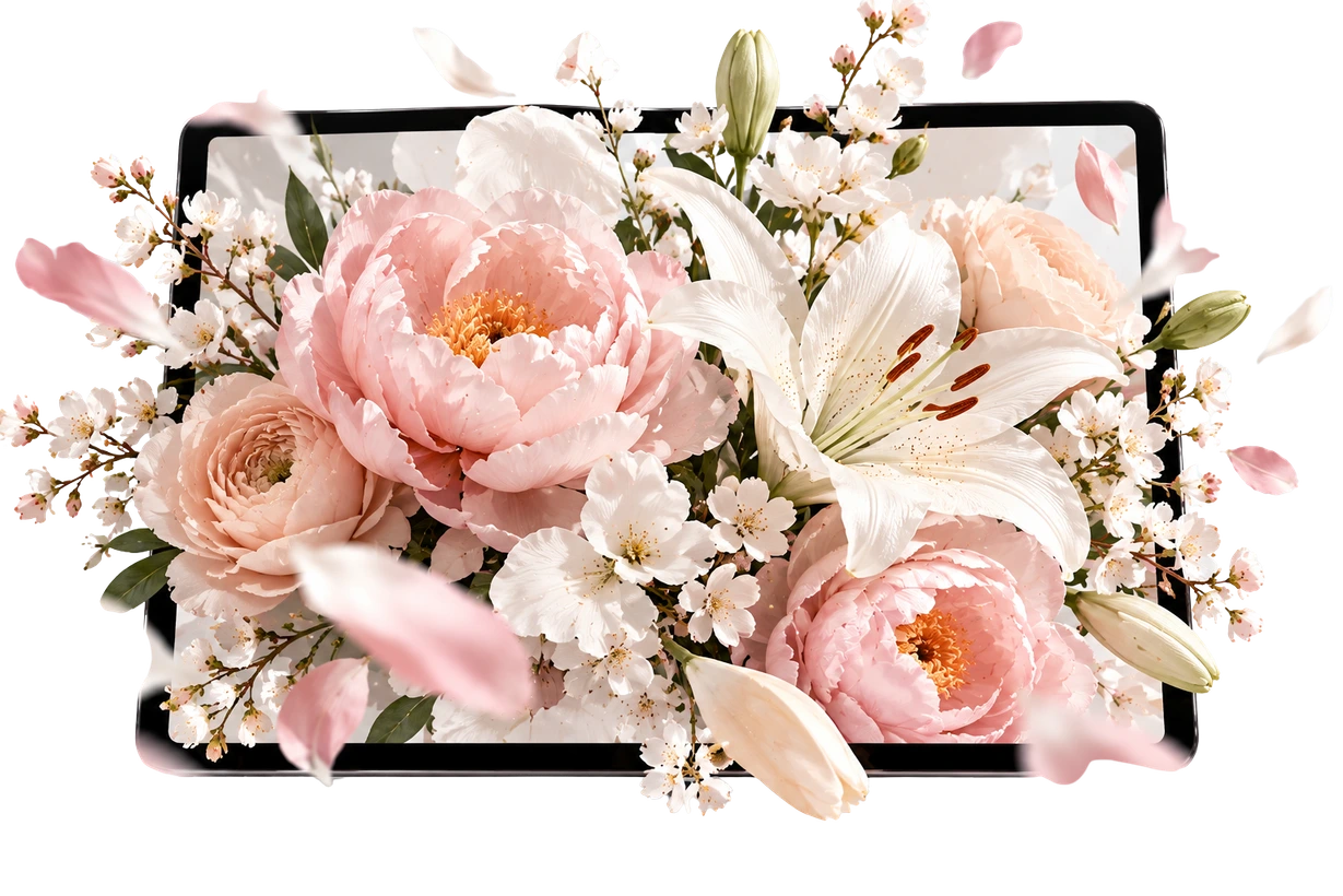 Fragrance concept artwork from the Sephora deck showing flowers and ingredients around a screen